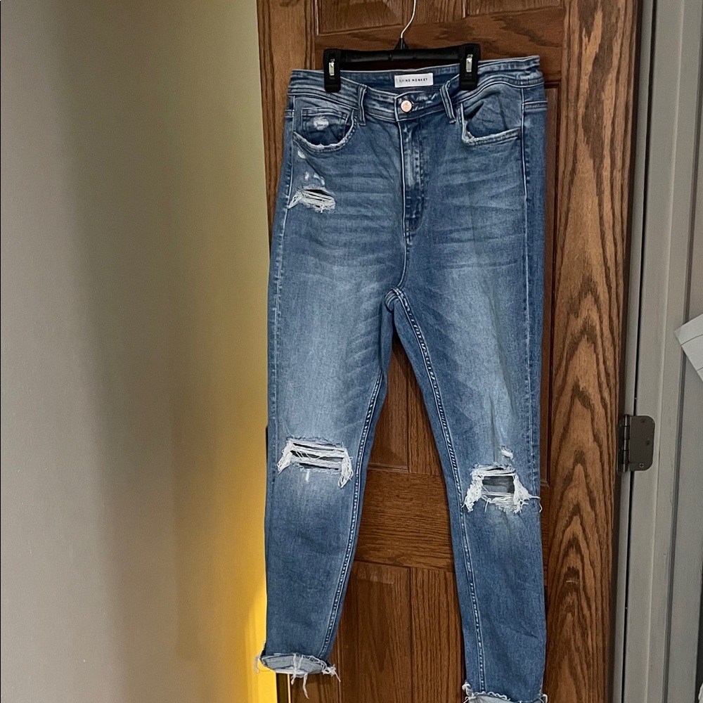 Flying Monkey Ripped Blue distressed skinny Jeans